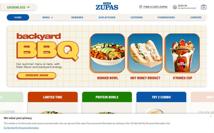 Screenshot of cafezupas.com