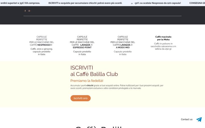Screenshot of caffebalilla.com