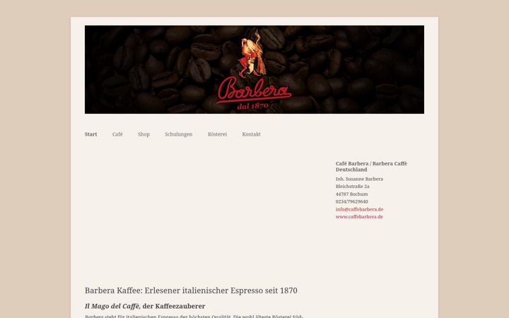Screenshot of caffebarbera.de