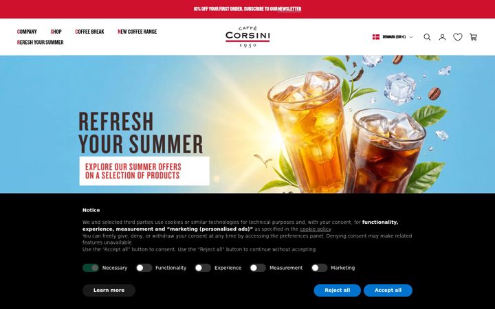 Screenshot of caffecorsini.com