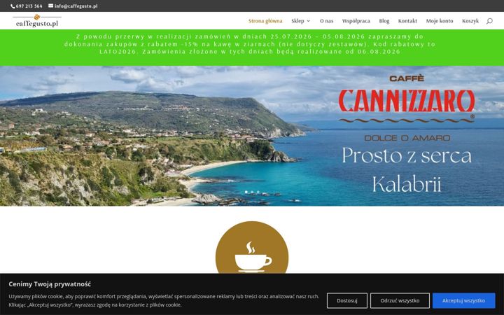 Captură de ecran a caffegusto.pl