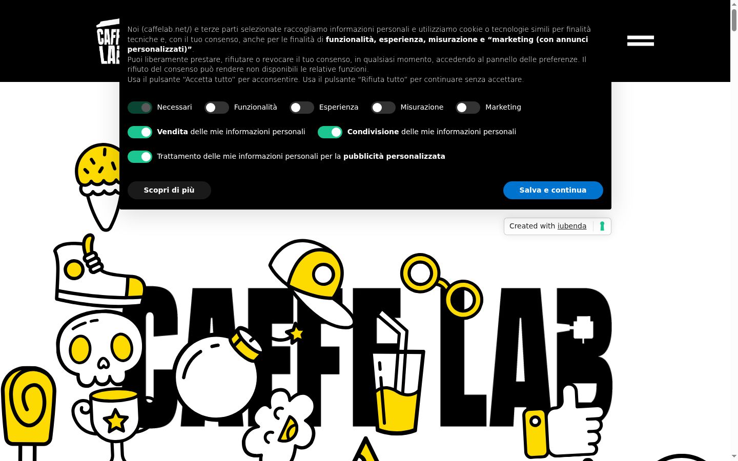 Screenshot del banner di consenso mostrato prima di qualsiasi interazione