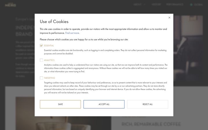 Screenshot di caffenero.com