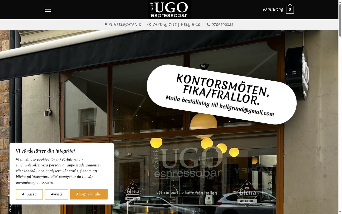 Screenshot del banner di consenso mostrato prima di qualsiasi interazione