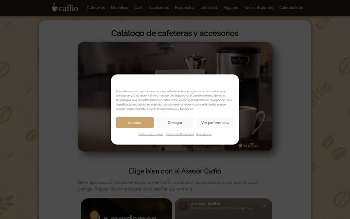 Captura de ecrã de caffio.es