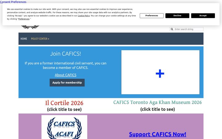 Captură de ecran a cafics.org