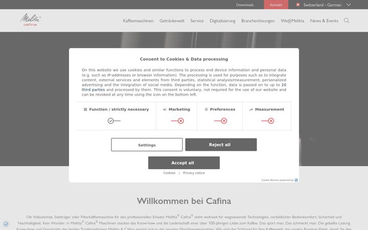 Screenshot of cafina.ch