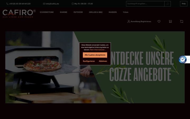 Screenshot von cafiro.de