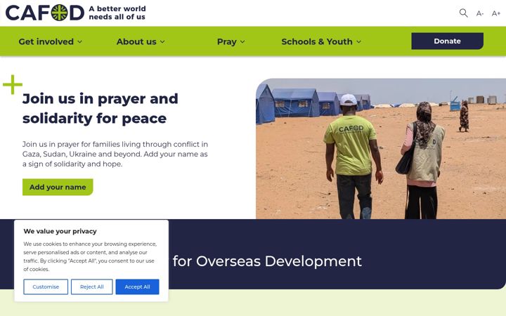 Captura de ecrã de cafod.org.uk