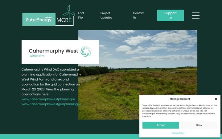 Captura de pantalla de cahermurphywestwindfarm.ie