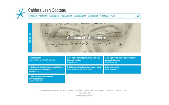 Screenshot of cahiersjeancocteau.com