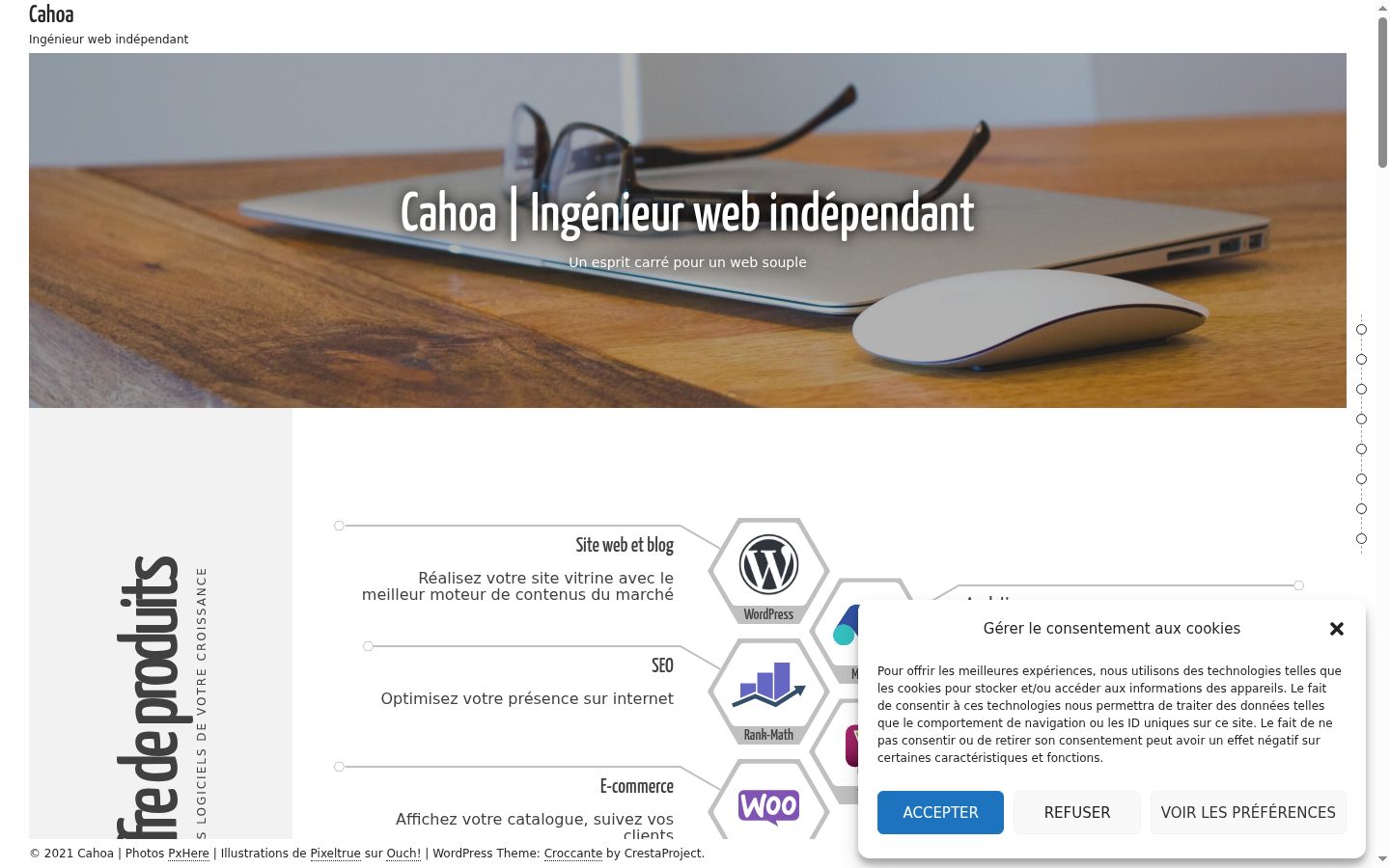 Captura de ecrã do banner de consentimento apresentado antes de qualquer interação