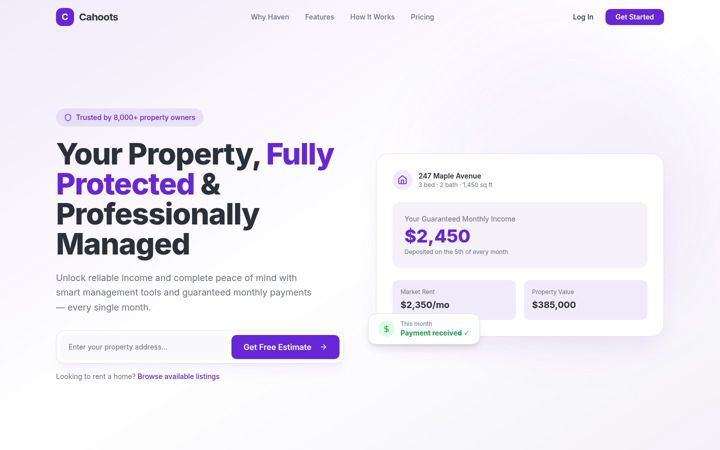 Screenshot of cahootsre.com