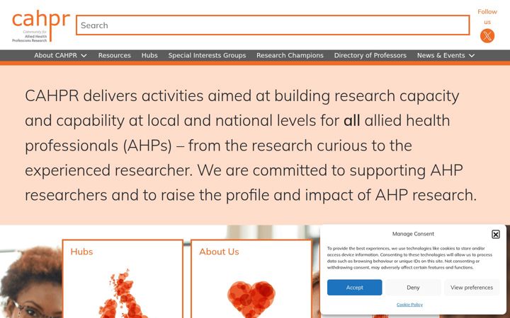 Screenshot of cahpr.org.uk