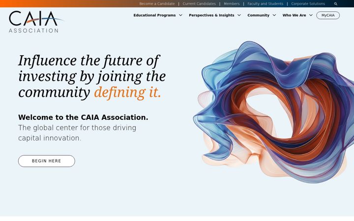 Screenshot of caia.org