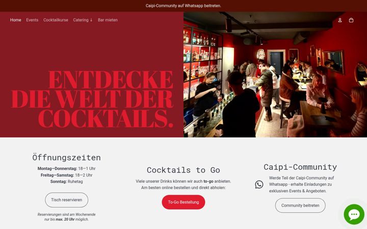 Screenshot of caipi-cocktailbar.de
