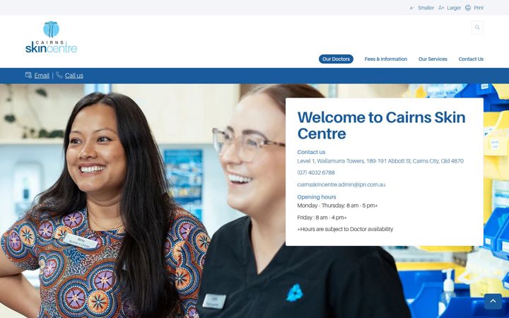 Screenshot of cairnsskincentre.com.au