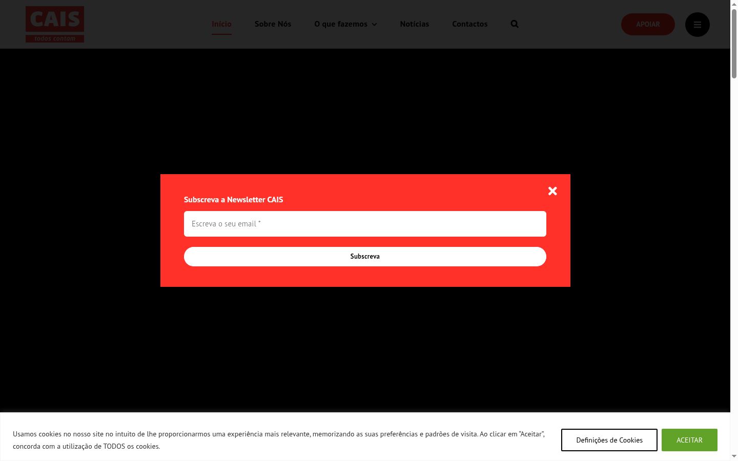 Screenshot of the consent banner shown before any interaction