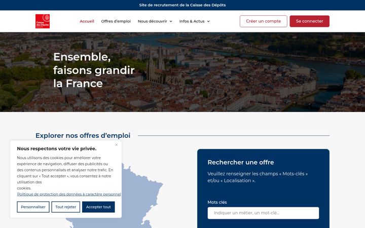 Posnetek zaslona caissedesdepots-recrute.fr
