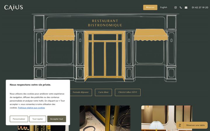 Screenshot of caius-restaurant.paris