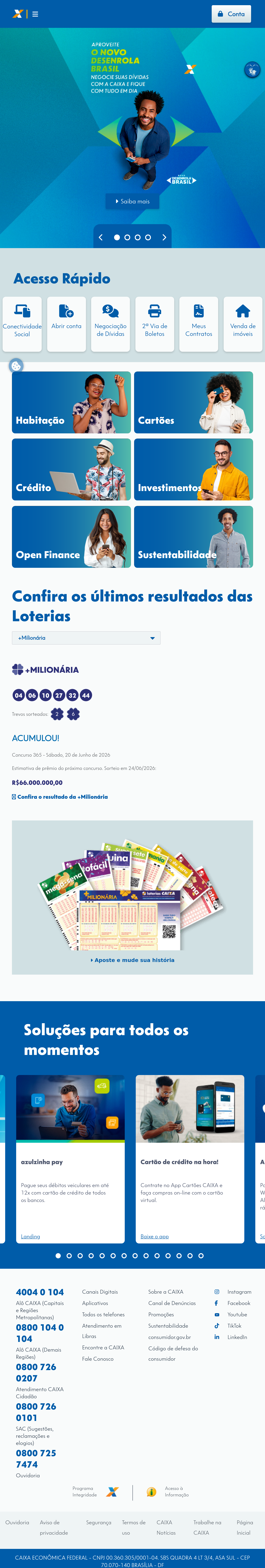 Tablet screenshot of caixa.gov.br