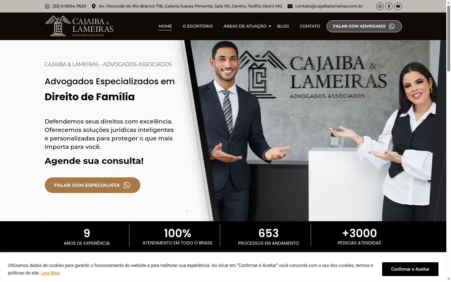 Captura de ecrã do banner de consentimento apresentado antes de qualquer interação