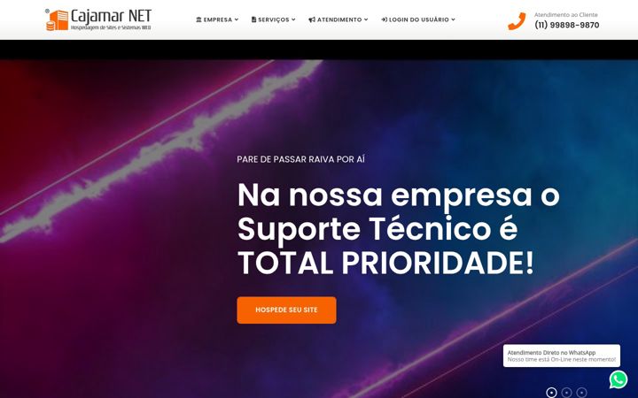 Screenshot of cajamarnethost.com.br