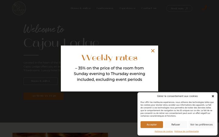 Screenshot of cajou-lodge.com