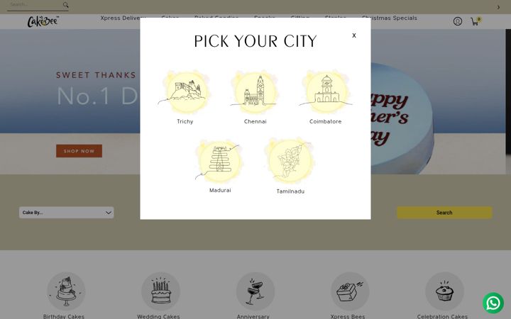 Screenshot of cakebee.in