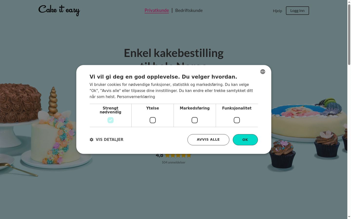 Kuvakaappaus suostumusbannerista, joka näytettiin ennen mitään vuorovaikutusta