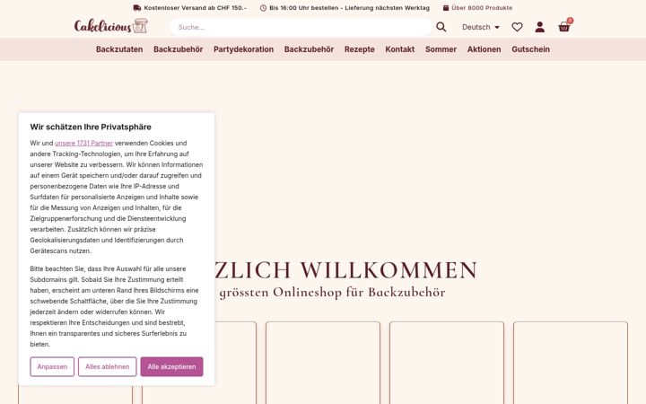 Screenshot of cakelicious.ch