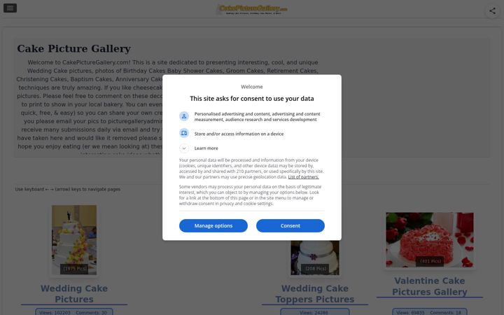 Screenshot of cakepicturegallery.com