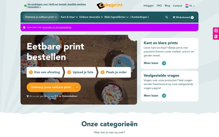 Screenshot of cakeprint.nl