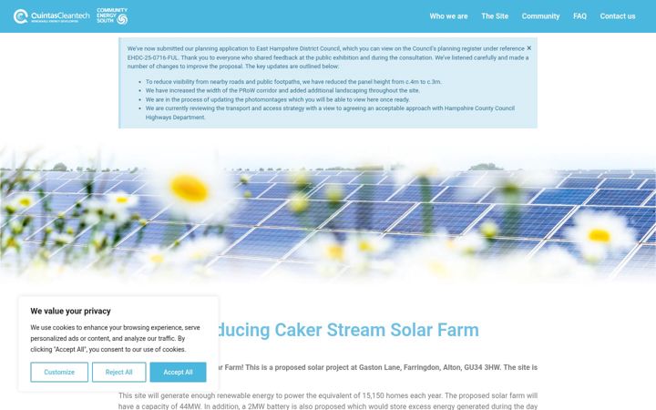 Screenshot of cakerstreamsolar.co.uk