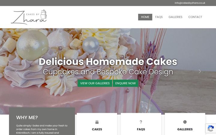 Screenshot of cakesbyzhara.co.uk