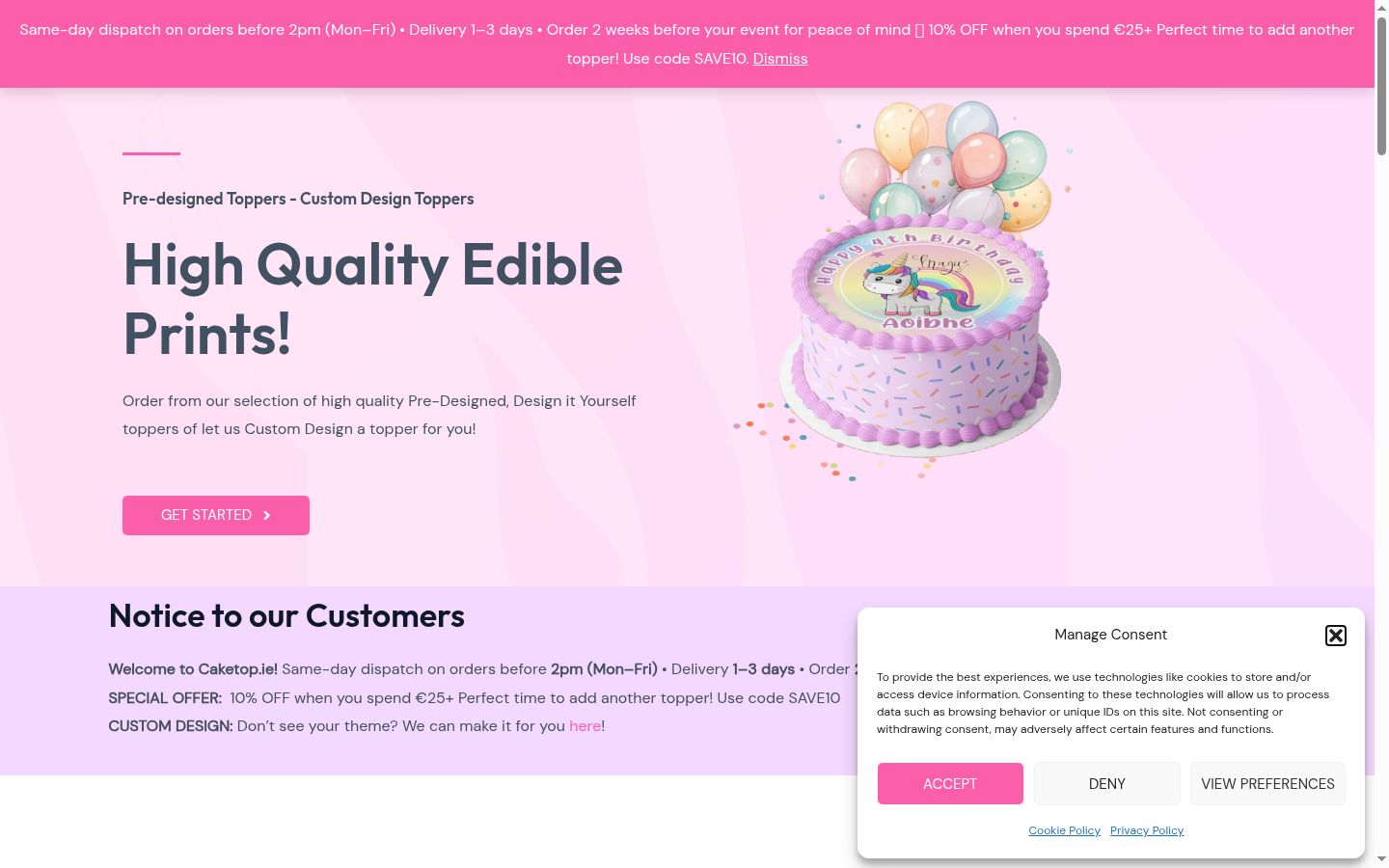 Captura de pantalla del banner de consentimiento mostrado antes de cualquier interacción