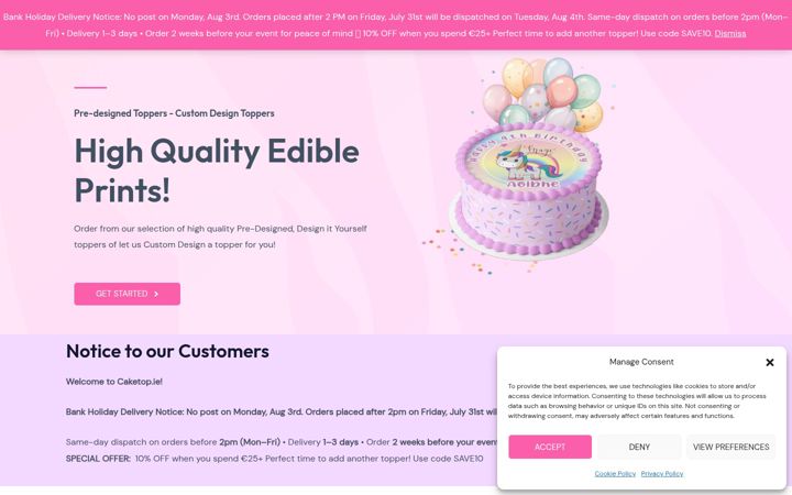 Screenshot of caketop.ie