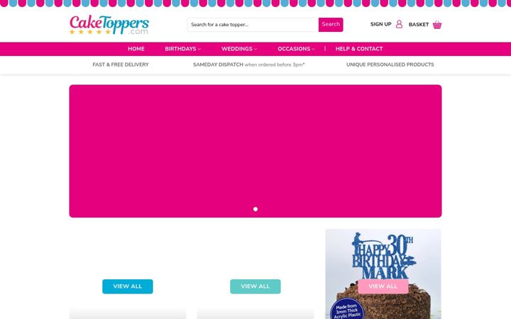 Screenshot of caketoppers.com