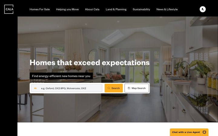 Screenshot of cala.co.uk