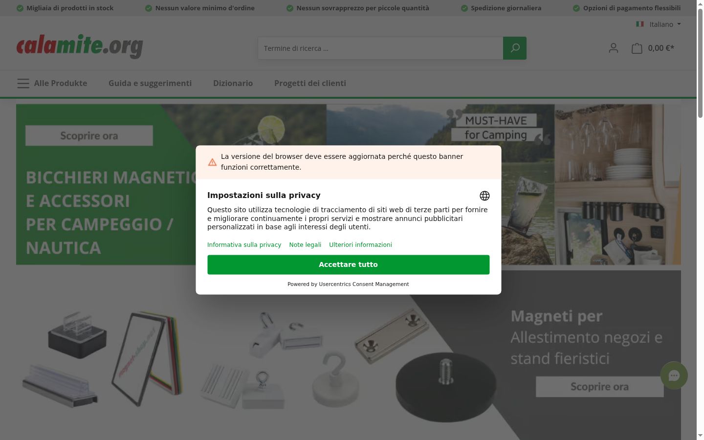 Snimka zaslona bannera za privolu prikazanog prije bilo kakve interakcije