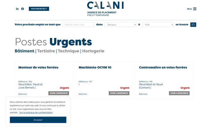 Screenshot of calani.ch