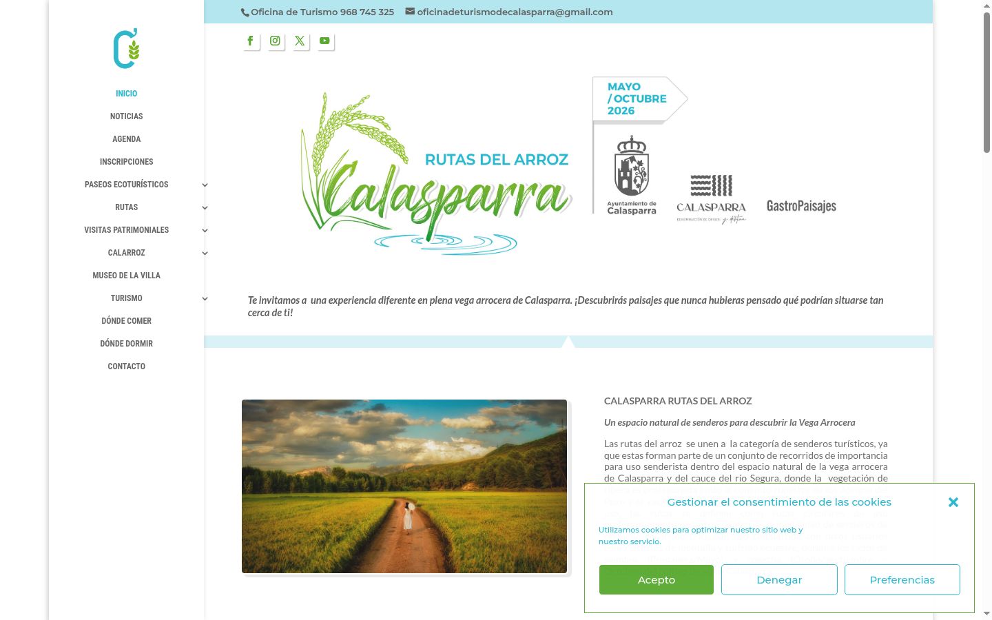 Captura de pantalla del banner de consentimiento mostrado antes de cualquier interacción