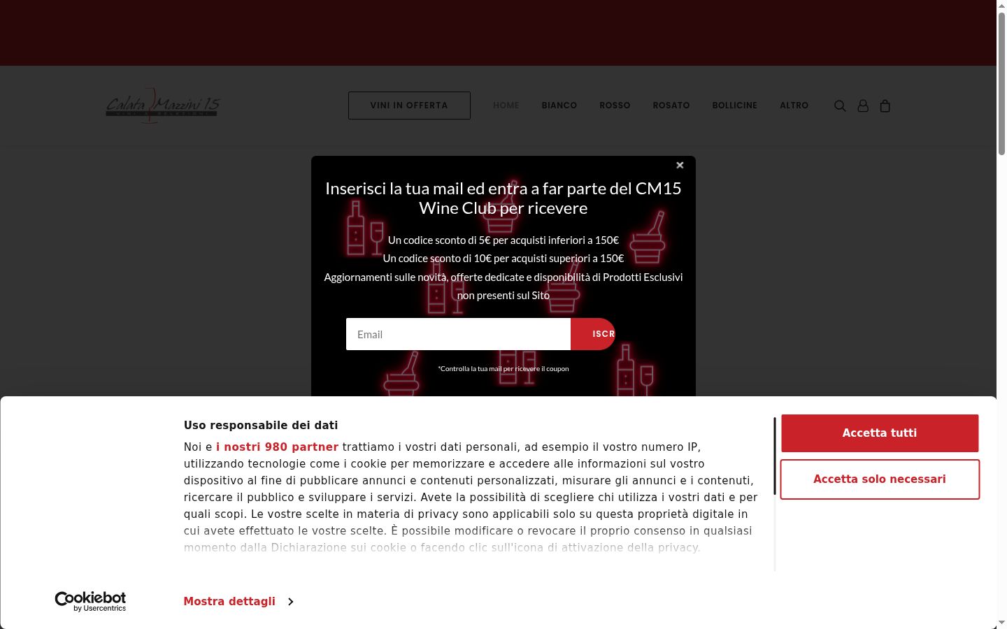 Screenshot des Einwilligungsbanners vor jeglicher Interaktion