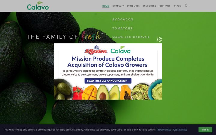 Screenshot of calavo.com