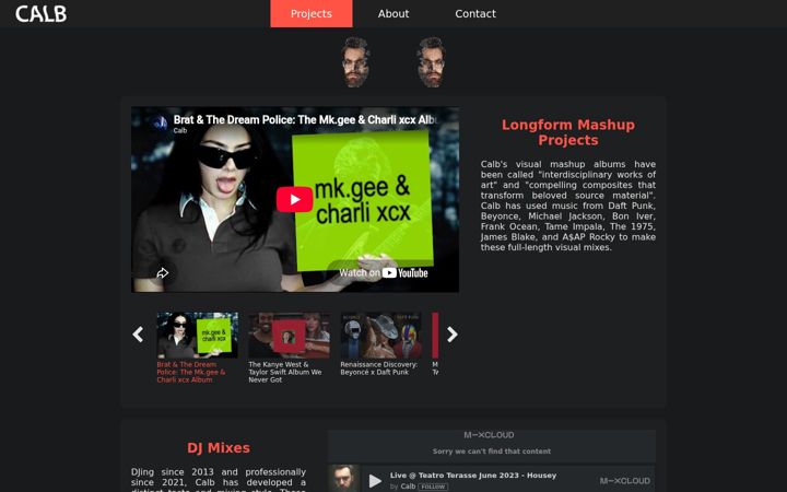 Snímek obrazovky calbmusic.com