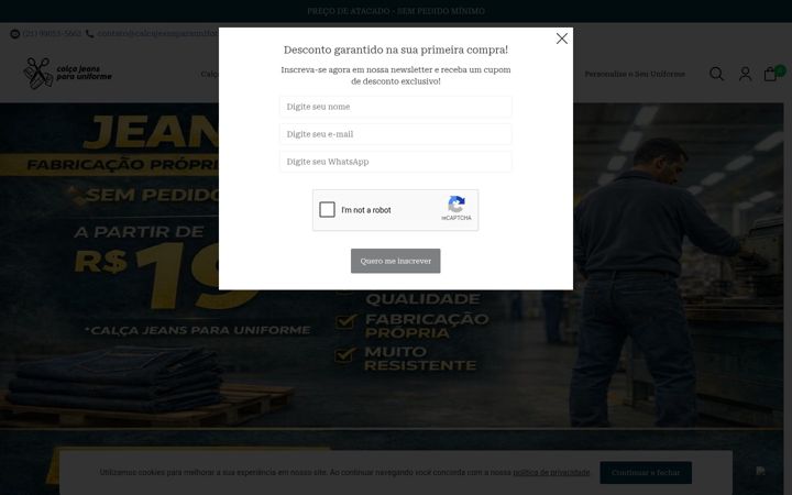 Captură de ecran a calcajeansparauniforme.com.br
