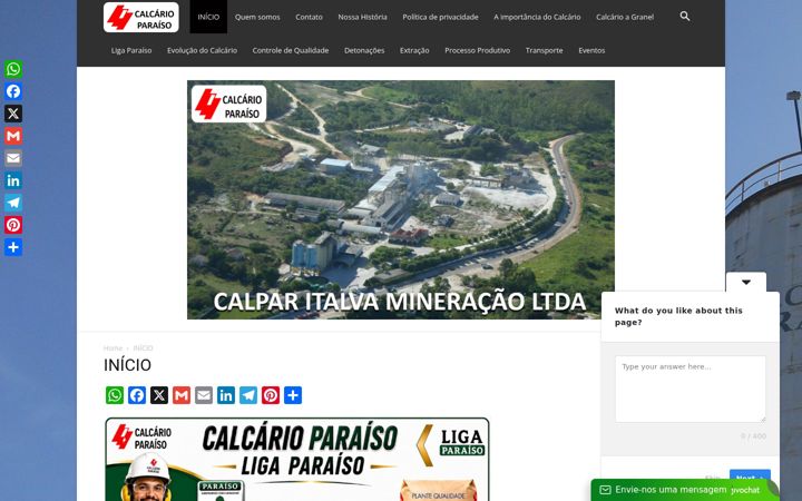 Captură de ecran a calcarioparaiso.com.br
