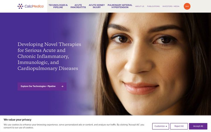 Screenshot of calcimedica.com