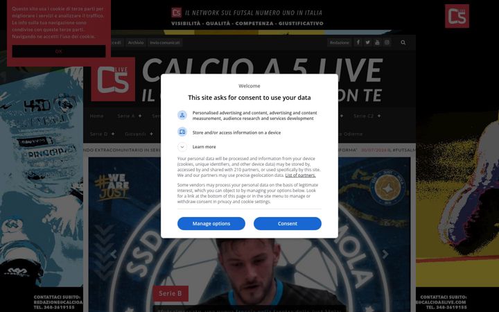 Screenshot of calcioa5live.com