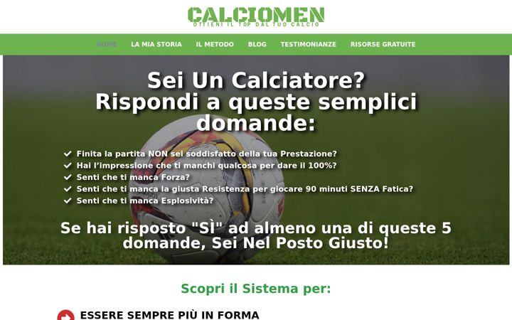 Screenshot stránky calciomen.it
